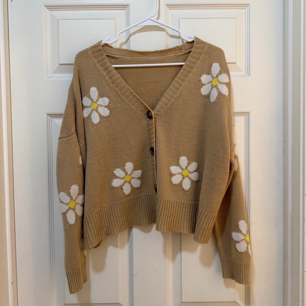 Floral Tan Women's Sweater